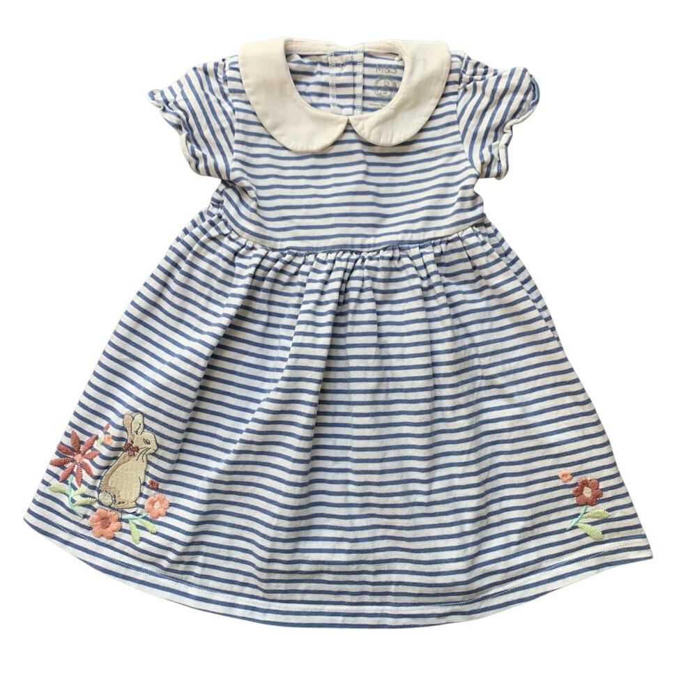 M&S Peter Rabbit Striped Peter Pan Collared Dress - Picture 9 of 9